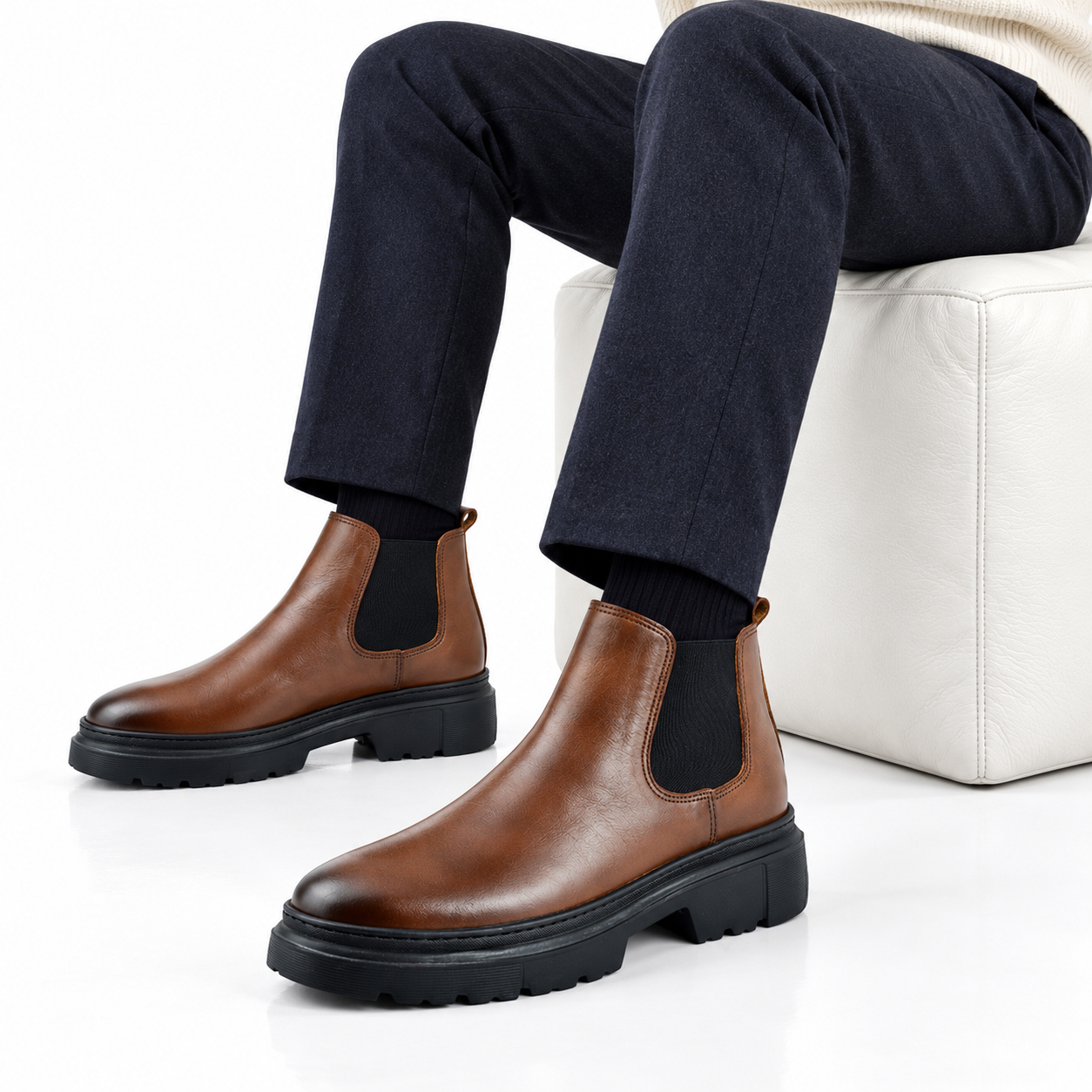 Bottine homme 460 marron cuir pour homme ....  bottine en cuir homme Maroc